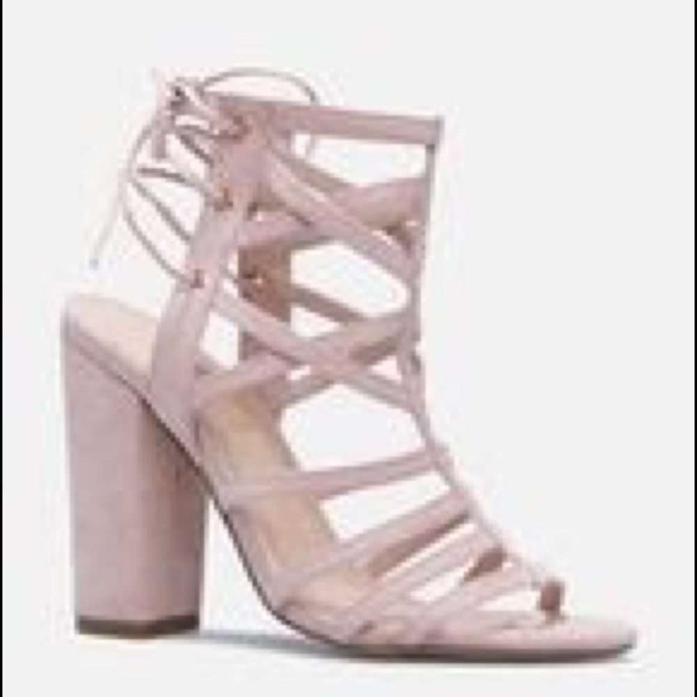 Blush Block Heeled Strappy Sandals